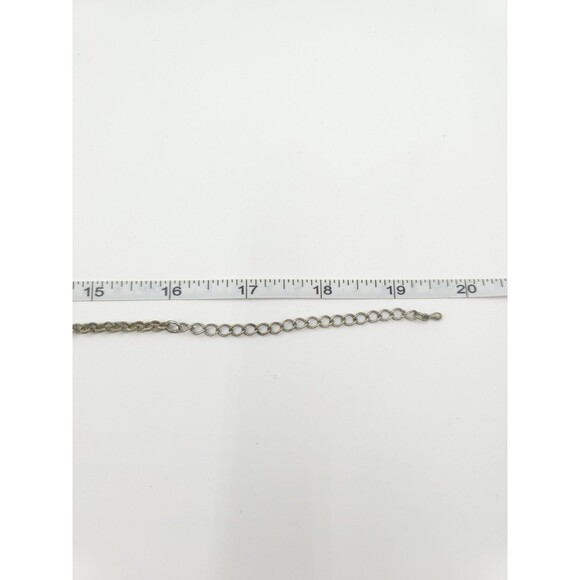 Vintage Faux Amber Rhinestone Silver Tone Dangle Bib Necklace & Earrings Boho - Picture 5 of 8